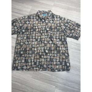 Tori Richard Shirt Mens XL Cotton Lawn Abstract Button Up Short Sleeve Hawaii